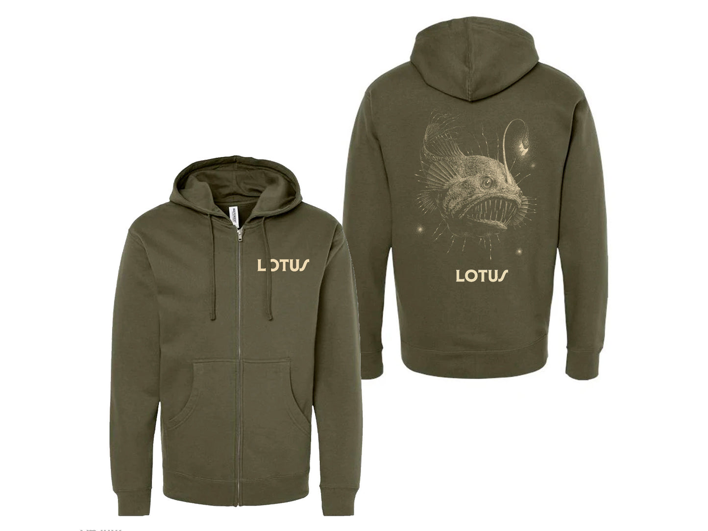 Anglerfish Zip-Up Hoodie MILITARY GREEN