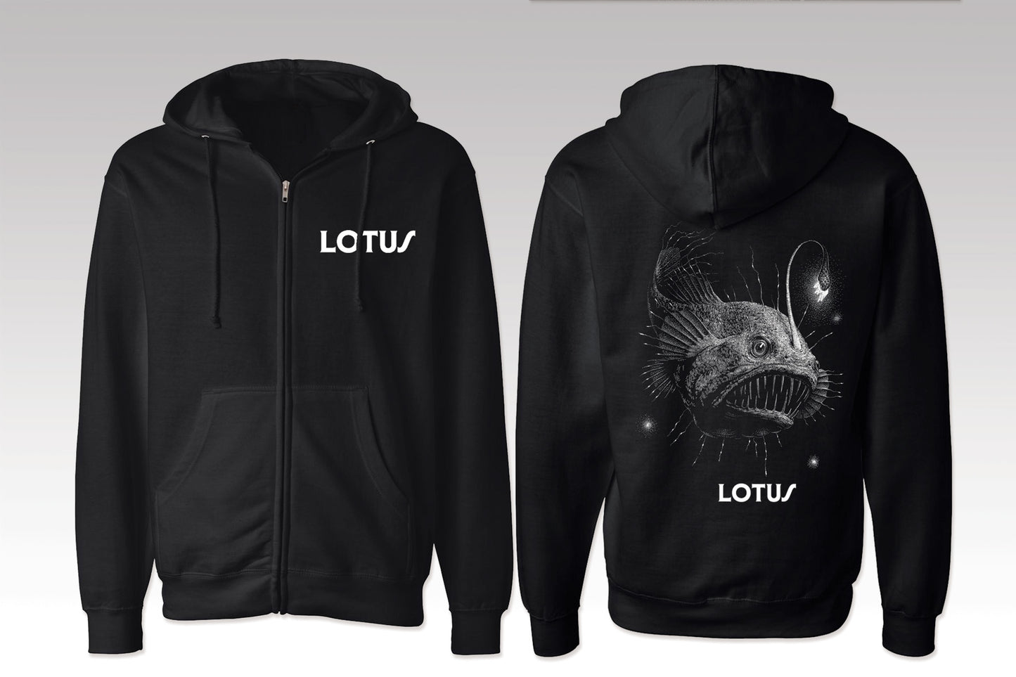 Anglerfish Zip-Up Hoodie BLACK