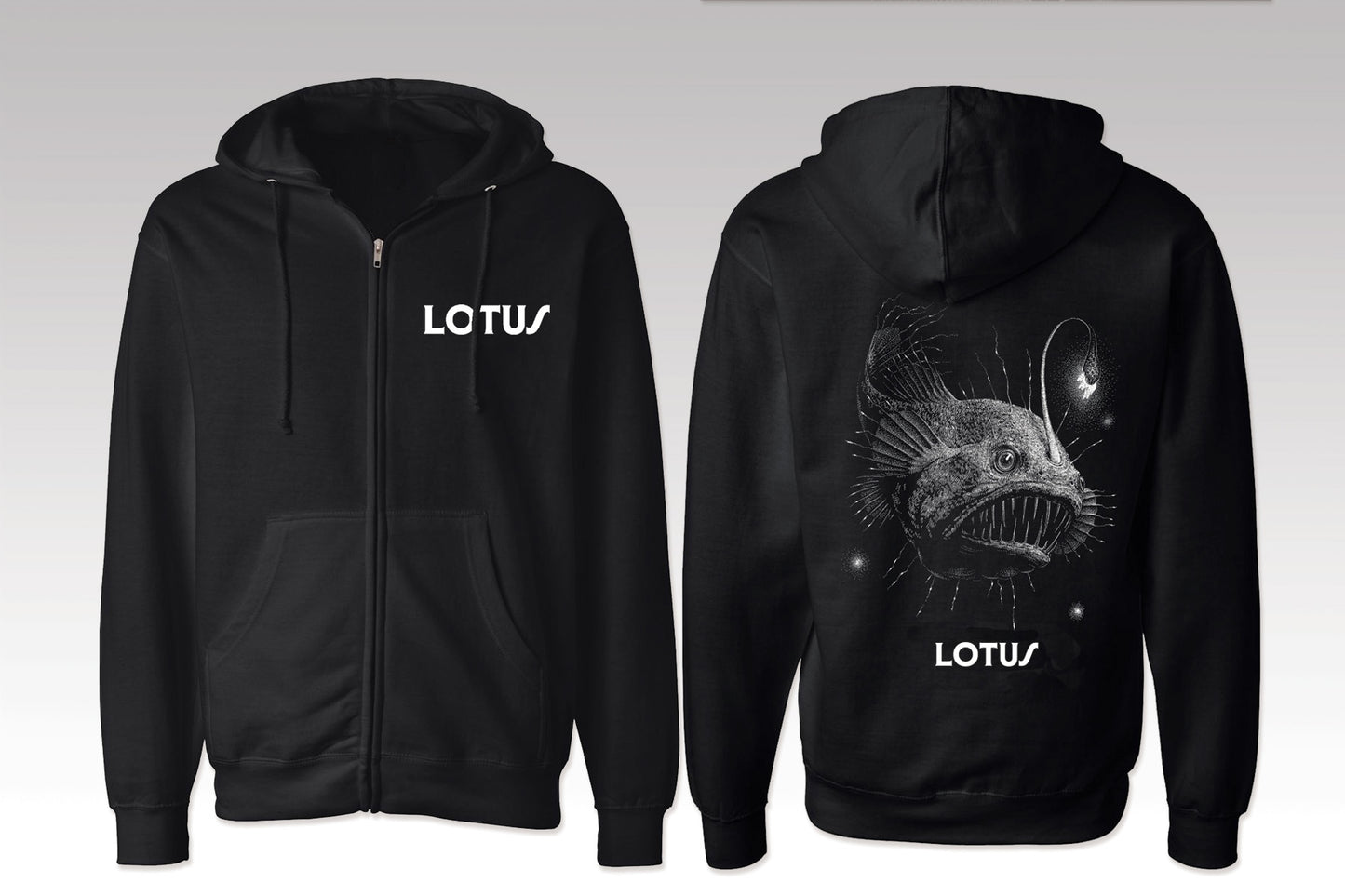 Anglerfish Zip-Up Hoodie BLACK