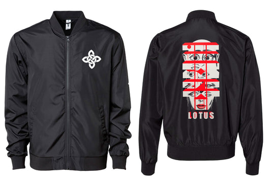 Deconstructed Faces Bomber Jacket BLACK